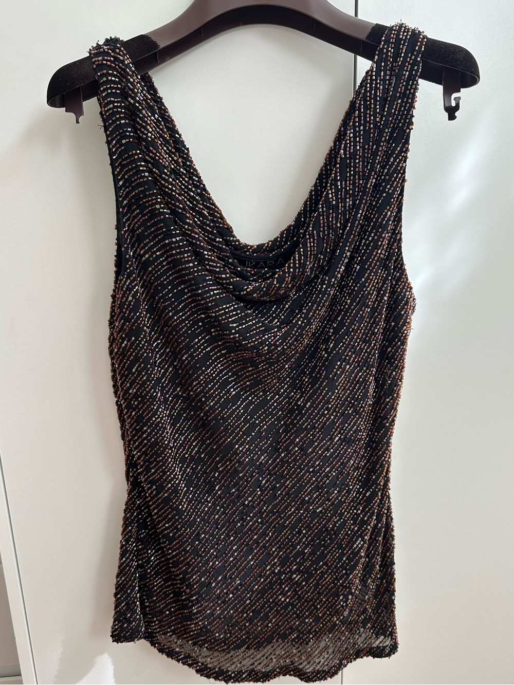 J Kara Black Beaded Cowl Neck Camisole